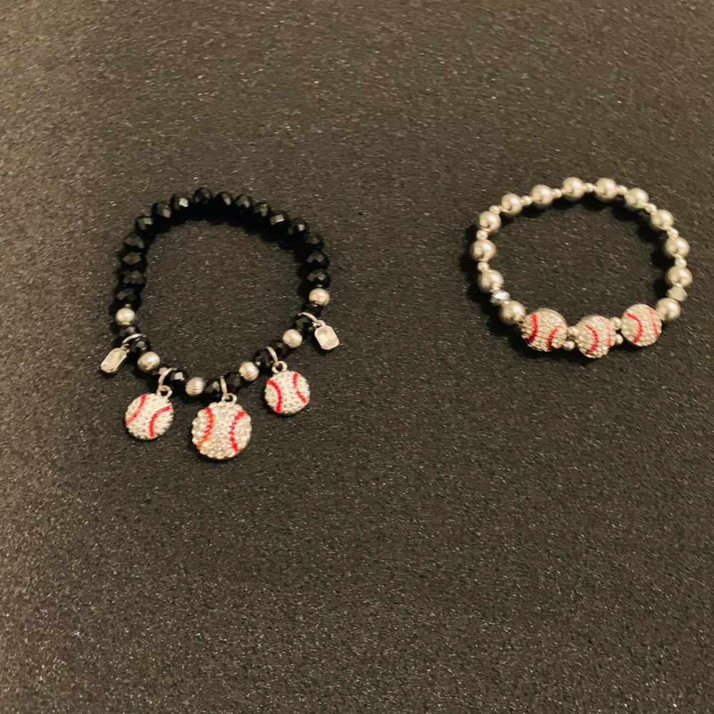 Baseball Charm Black and Silver Matching Bracelets For Couples,Mom&Kids,+More
